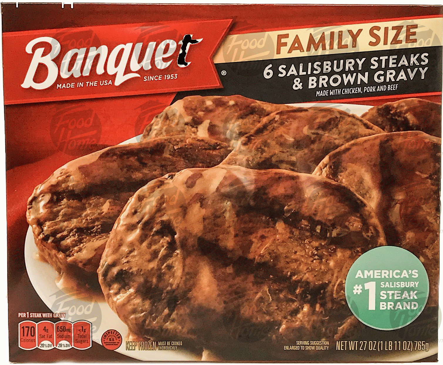 Banquet Family Size 6 salisbury steaks & brown gravy Full-Size Picture